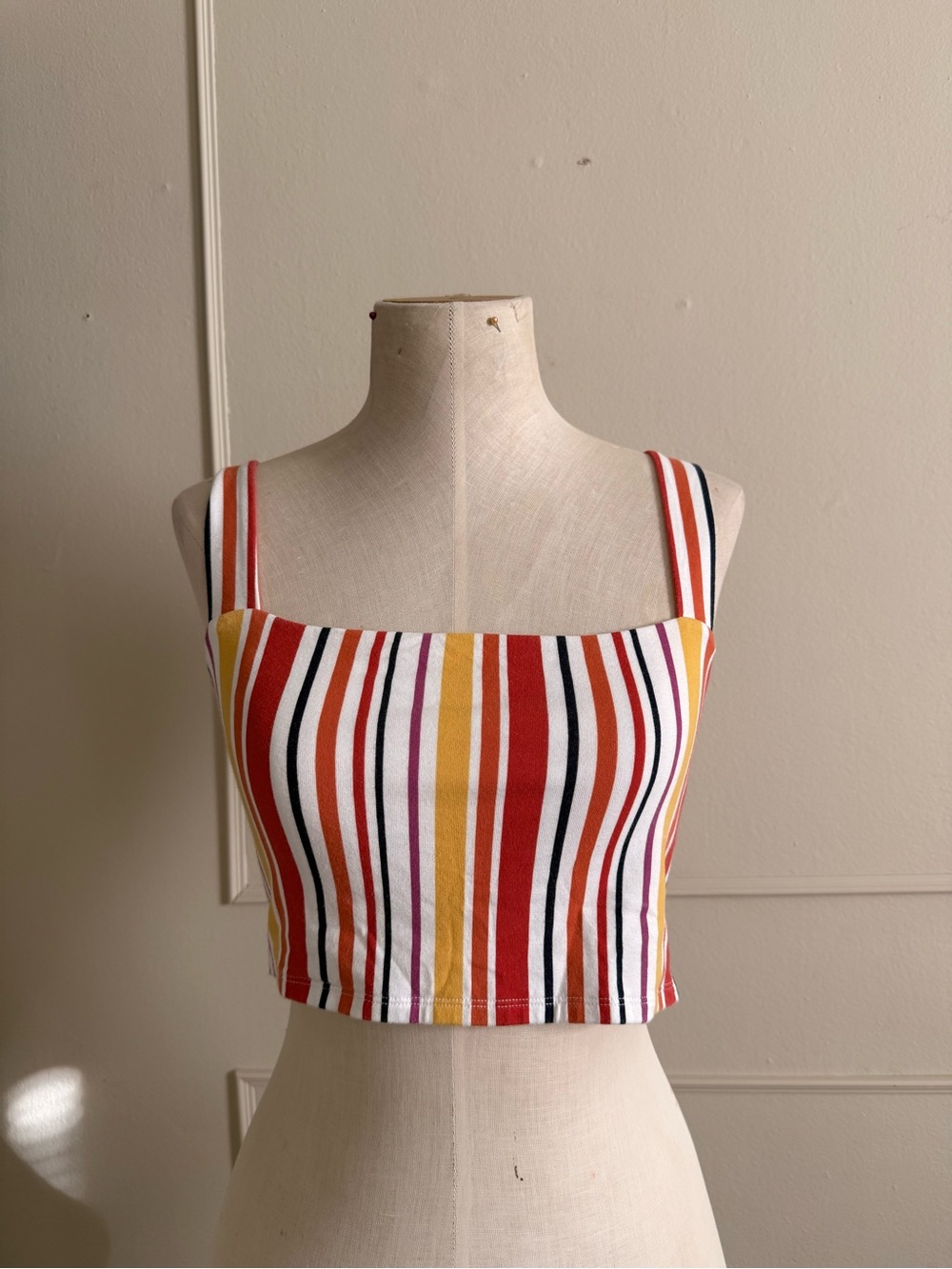 Forever 21 Striped Cropped Tank Top Size Large